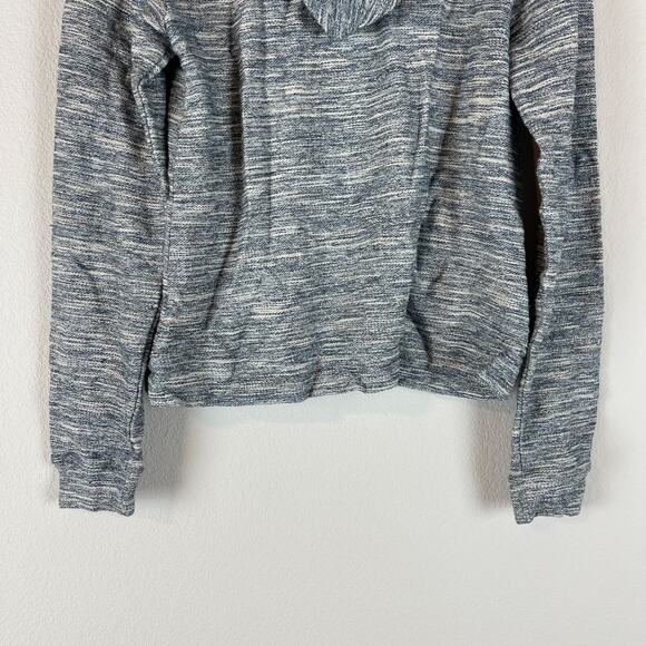Anthropologie Saturday Sunday Moto Jacket Womens Small Blue Hooded Knit Full Zip - Picture 11 of 11